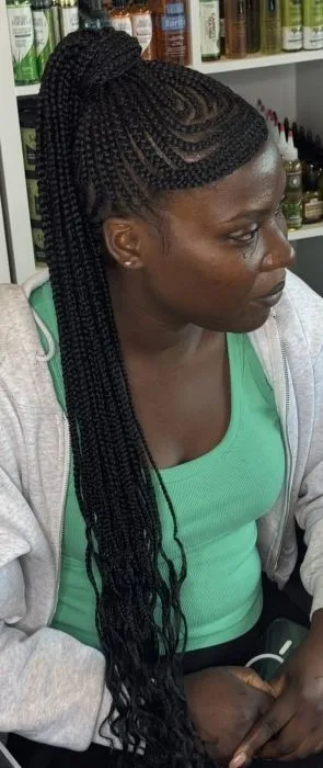 Medium Cornrows Ponytail (Hair Included ) — salon work by Mariama