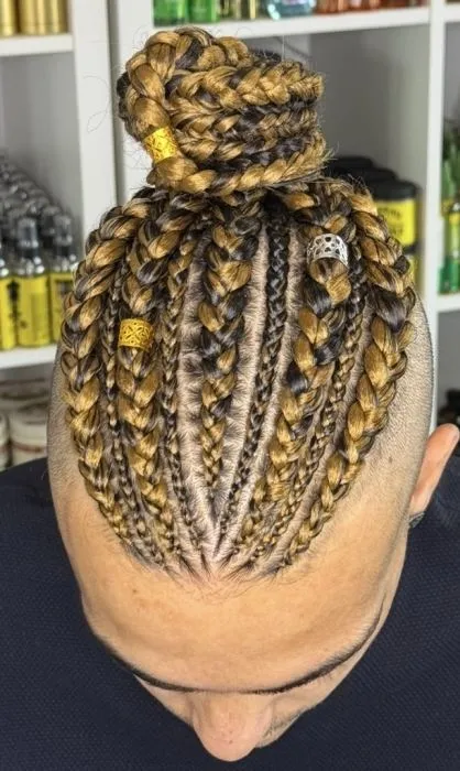 Under cut 10 top cornrows — salon work by Mariama